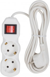 СТАРТ Сетевой фильтр (удл.) ПВС 3x0,75 ZV 2роз. 5м. 10А земля, кноп.вык, негорюч, белый