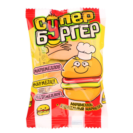 Маршмеллоу с жевательным мармеладом "СУПЕР БУРГЕР" 15гр