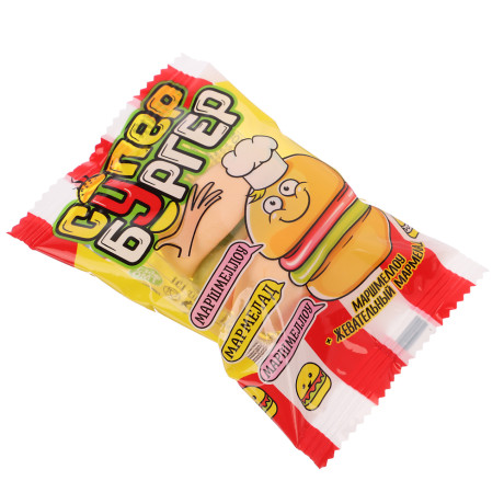 Маршмеллоу с жевательным мармеладом "СУПЕР БУРГЕР" 15гр