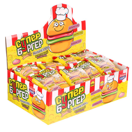 Маршмеллоу с жевательным мармеладом "СУПЕР БУРГЕР" 15гр