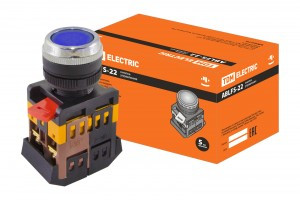 TDM ABLFS-22 кнопка управления син. d22мм неон/230В 1з+1р (10!) SQ0704-0011