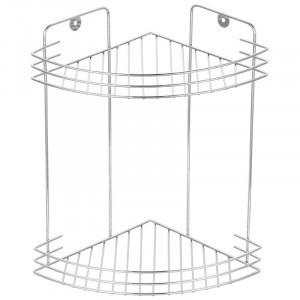 Полка для ванной угловая 2 яруса,хром,19*19*29см,металл хромир,(W2672С-2),5393/Рыжий Кот