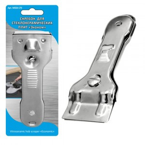 Скребок д/стеклокерам.плит "Эконом", 13,5*4,4см (кратность 6шт!!!), нерж.сталь MS58-170 Мультидом