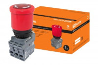 TDM Кнопка грибовидная, возврат поворотом MPET4-10R в сборе d40мм 1з+1р красная  (10!) SQ0747-0030