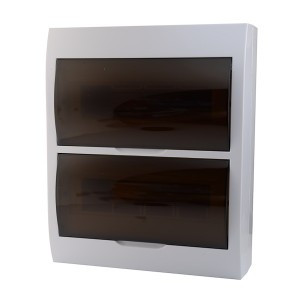 Lezard LUXRAY бокс (корпус) пластик ЩРН-П-24 мод. навесной БЕЛЫЙ с дымчатой дверцей IP40