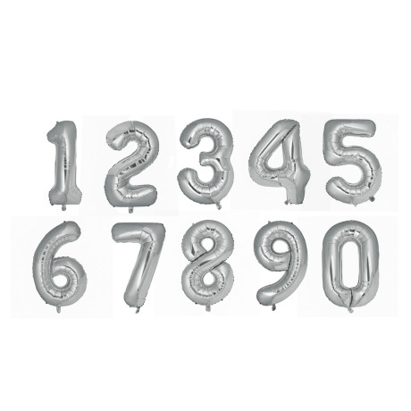 Шар воздушный фольгированный "Цифра" тм Fntastic, 40", серебристый, микс