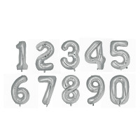 Шар воздушный фольгированный "Цифра" тм Fntastic, 40", серебристый, микс