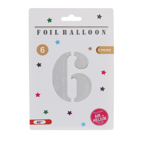 Шар воздушный фольгированный "Цифра" тм Fntastic, 40", серебристый, микс
