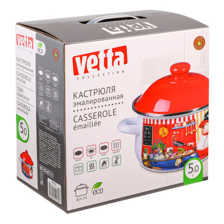 VETTA Повар Кастрюля эмалированная, 24см, 5,0л, индукция