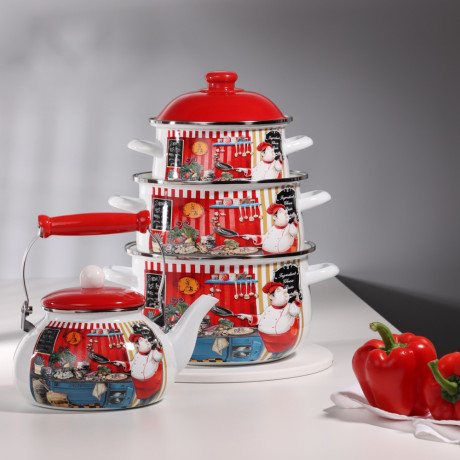 VETTA Повар Кастрюля эмалированная, 24см, 5,0л, индукция