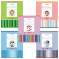 Тетрадь 12 л., HATBER, косая линия, обложка картон, &quot;Мультяшки&quot; (5 видов в спайке), 12Т5В6