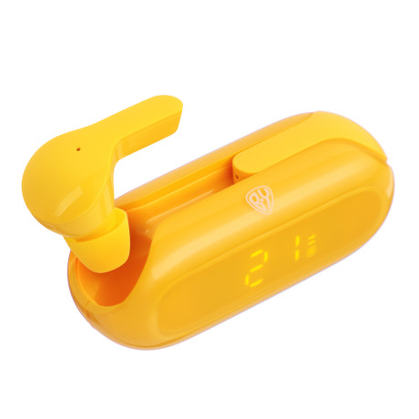 BY Наушники беспроводные TWS COLOR, 30/300мАч, BТ5.1, индикатор заряда, желтый