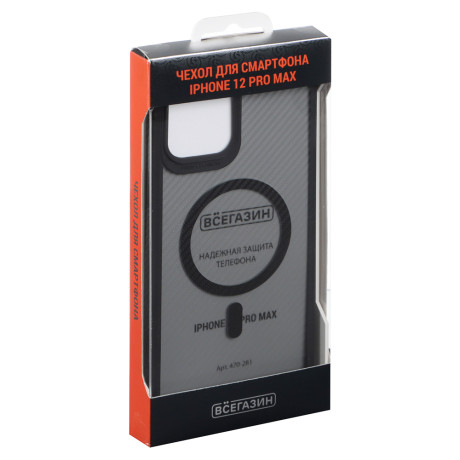 ВСЁГАЗИН Чехол для смартфона MS Карбон, iP - 12 pro max, ms, черный
