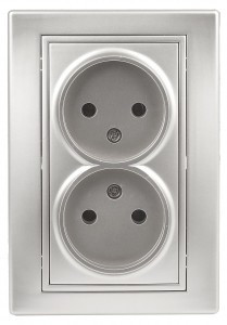 ЭРА Intro Plano роз. СУ 2 мест. 16А, 250В (керамика) алюминий, 1-204-03  2083