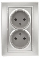 ЭРА Intro Plano роз. СУ 2 мест. 16А, 250В (керамика) алюминий, 1-204-03  2083