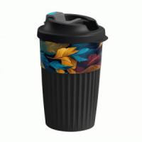 Стакан с клапаном и декором 450мл "ЛИСТЬЯ" черный (10шт!) 43327731351 Бытпласт