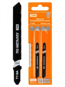 TDM Пилки  д/электролоб по металлу, HSS, 50х1,2 мм, прямой рез, T118A, 2 шт, "Рубин", SQ1089-0209