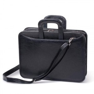 Портфель из кожзама 2 отд. на молнии "Карьера" 162, 36х31х7см, черный