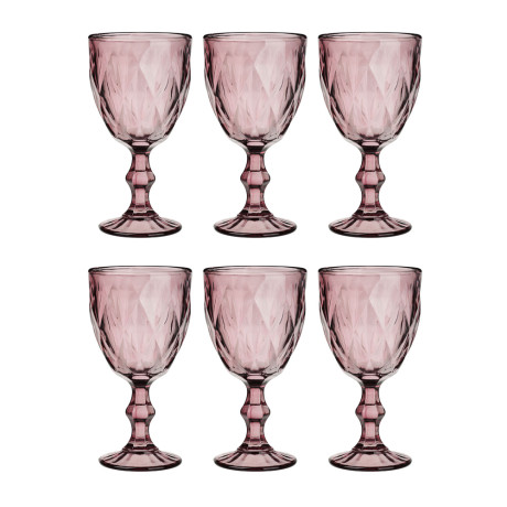 MILLIMI Набор бокалов 6 шт, 320 мл, стекло, бордовый ромб