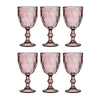 MILLIMI Набор бокалов 6 шт, 320 мл, стекло, бордовый ромб