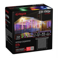 VEGAS Гирлянда-конструктор "Сеть" ул. 144LED разноцв., 1,2*1,5м, соед., проз., 24V