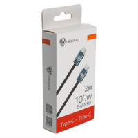 BY Кабель для зарядки Absolut Type-C-Type-C, 100W, 2 м, 5A, E-Marker, нейлон, черный