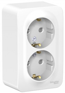 Systeme Electric BLANCA роз. ОУ 2 мест. 16А бел. (пл.осн., земля, штор.) BLNRA011201 (8!)