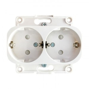 EKF Стокгольм мех. роз. СУ 2 местн. 16А (земля, шторки) белый автоклеммы (корпус PC) EYR16-128-10