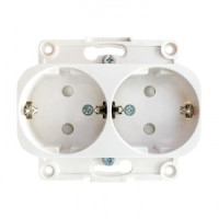 EKF Стокгольм мех. роз. СУ 2 местн. 16А (земля, шторки) белый автоклеммы (корпус PC) EYR16-128-10