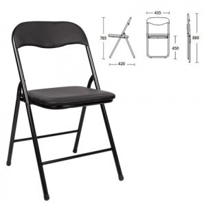 Стул складной для дома и офиса BRABIX "Golf CF-007", черный каркас, кожзам черный, 531565