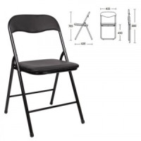 Стул складной для дома и офиса BRABIX &quot;Golf CF-007&quot;, черный каркас, кожзам черный, 531565