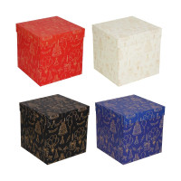 Коробка складная 22x22x22см, бумага, 4 дизайна