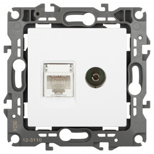 ЭРА 12 мех. роз. комп+TV СУ 1 мест. RJ45+TV белый матовый 12-3110-01М