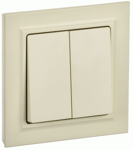 IEK BRITE выкл. СУ 2 кл. 10А, 230В, бежевый ВСР10-2-0-БрКр BR-V20-0-10-K10-F