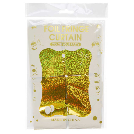 Занавес 9222-23-1 из фольги "Прямоугольник" 1*1,8м Золотой  (600)