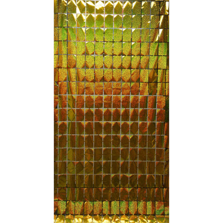 Занавес 9222-23-1 из фольги "Прямоугольник" 1*1,8м Золотой  (600)