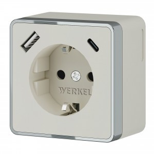 Werkel роз. ОУ 1 мест. земля, шторки, USB тип A+C Gallant (слоновая кость) W5071703 a057699