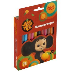 Фломастеры Мульти-Пульти "Чебурашка", 24цв., смываемые, картон, европодвес Арт.357219