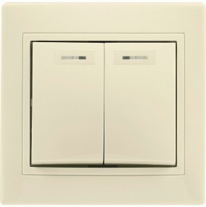 Smartbuy Венера Вык. 2-клавишный с индикатором 10А бежевый, керамика (SBE-01i-10-SW2-1-c)