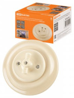 TDM Болонь Выкл СУ фарфор. поворот проходной с ручкой (бантик) 10А сл. кость Ретро SQ1820-0316