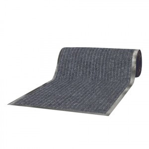 Коврик-дорожка ворсовый влаго-грязезащита ЛАЙМА, 1,2х15 м, толщина 7 мм, РЕБРИСТЫЙ, серый, В РУЛОНЕ,