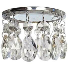 Ecola GX53 H4 5350 св-к Круг каплевидные хрустал. Прямой подвес Прозр./Хром 102x105 FE53RVECB (10!)