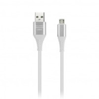 Дата-кабель USB(A)шт. - microUSBшт.Smartbuy рез.опл. Gear, 1м, мет.након., 2А, бел.(iK-12ERG white)