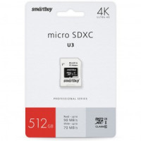 Флэш-карта (памяти) micro SDXC Smartbuy 512GB Class10 PRO U3 R/W:90/70 MB/s (адаптер SD)