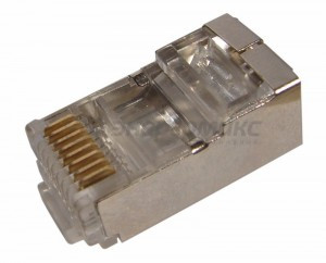 Штекер 8Р8С (RJ45) с экраном cat5 REXANT цена за шт.(100!) 05-1023
