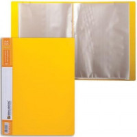 Папка  40 вклад. BRAUBERG &quot;Contract&quot; желтая, вкладыши - антиблик., 0,7мм, бизнес-класс 221780