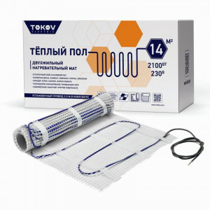TOKOV ELECTRIC теплый пол (мат) S=14м2 (0,5х28м) 2100Вт, шнур 2,5м, клеевая сетка TKE-MAT150-2100-14