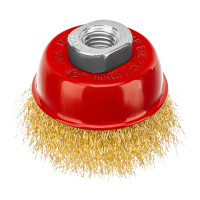 Щетка для УШМ, 65 мм, М14, &quot;чашка&quot;, латунированная витая проволока Matrix