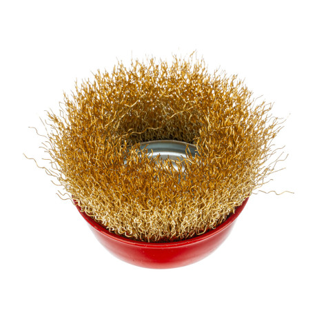 Щетка для УШМ, 65 мм, М14, "чашка", латунированная витая проволока Matrix