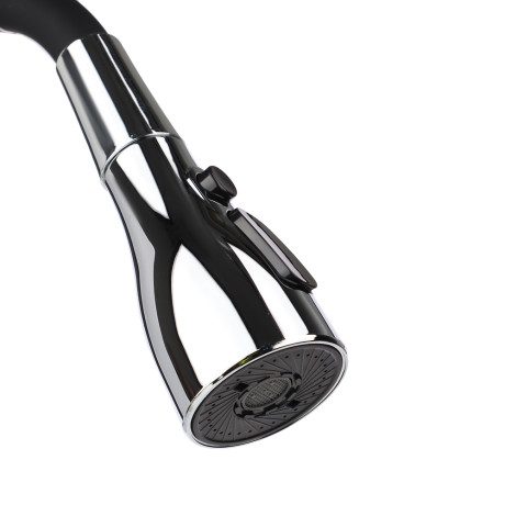 RAIN Смеситель для кухни Веста, силиконовый излив, 3 режима, картридж 40мм, латунь, черный/хром